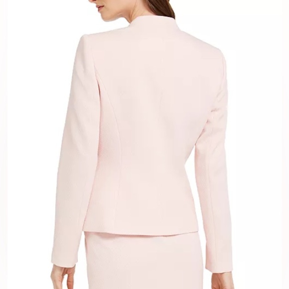Calvin Klein Women's Rose Pink Asymmetric Novelty Jacket and Skirt - Picture 2 of 5